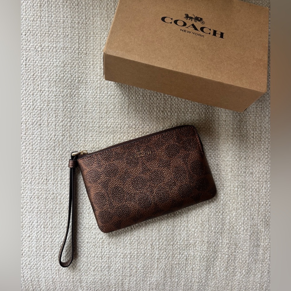 Coach Brown Wristlet Clutch